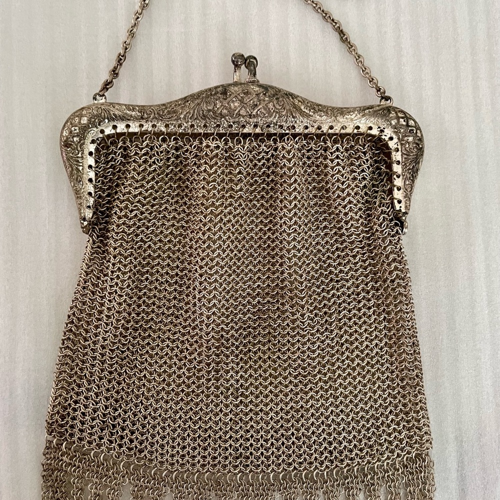 Vintage Silver Chainmail Evening Bag